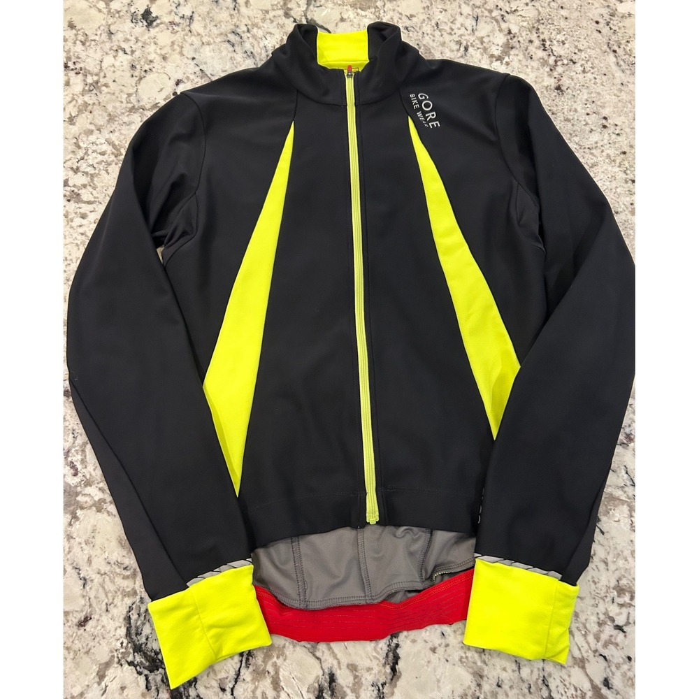 GORE BIKE WEAR Windstopper Cycling Jacket Men's Medium Black Neon Yellow - Picture 3 of 8